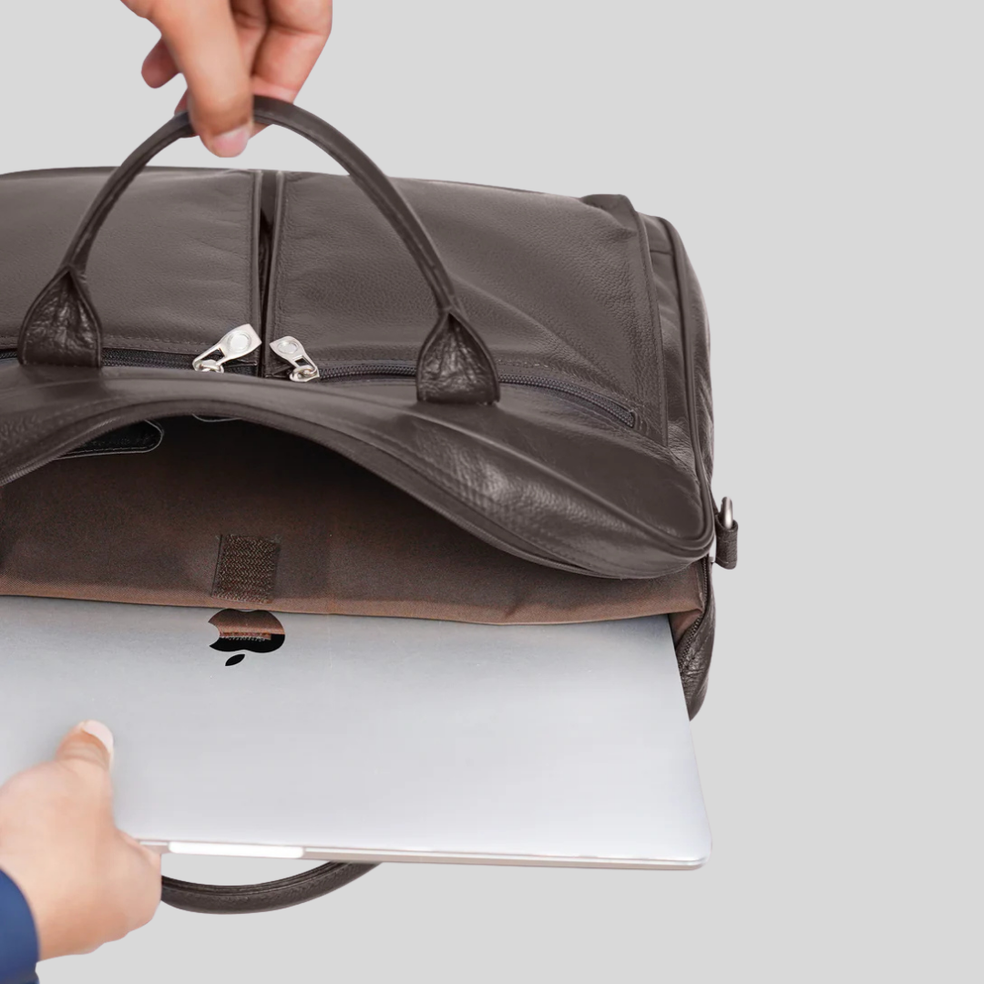 Tanner - Leather Laptop Bag - Brown