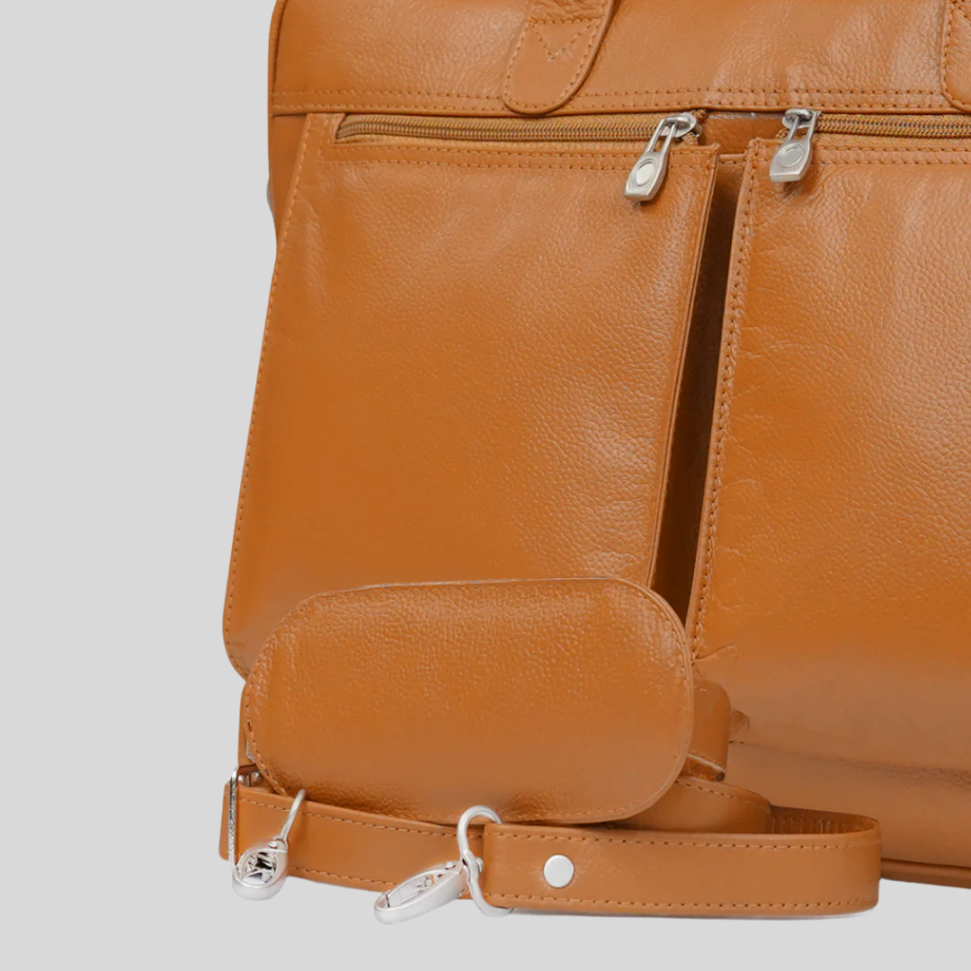 Tanner - Leather Laptop Bag - Tan