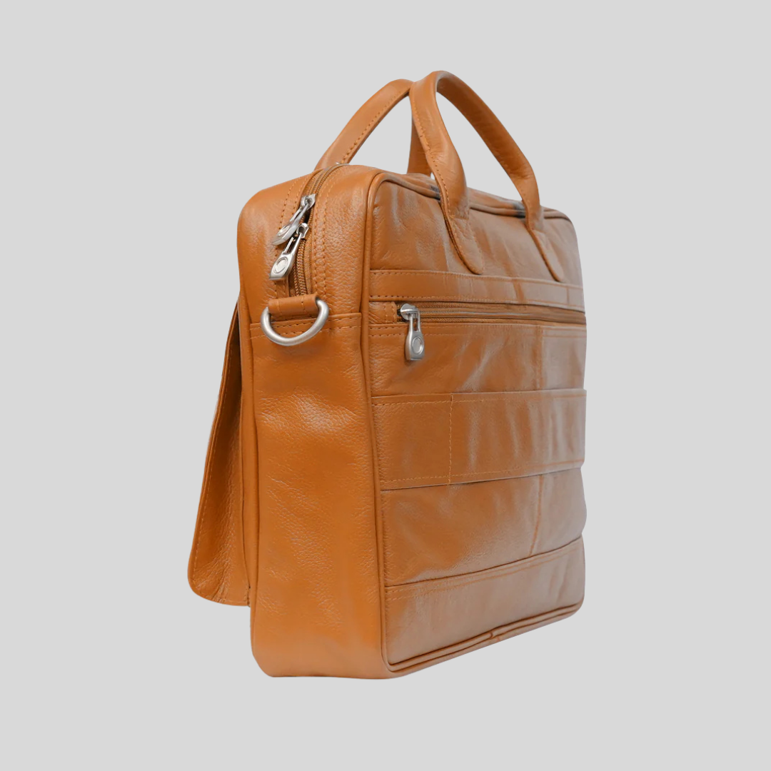 Tanner - Leather Laptop Bag - Tan