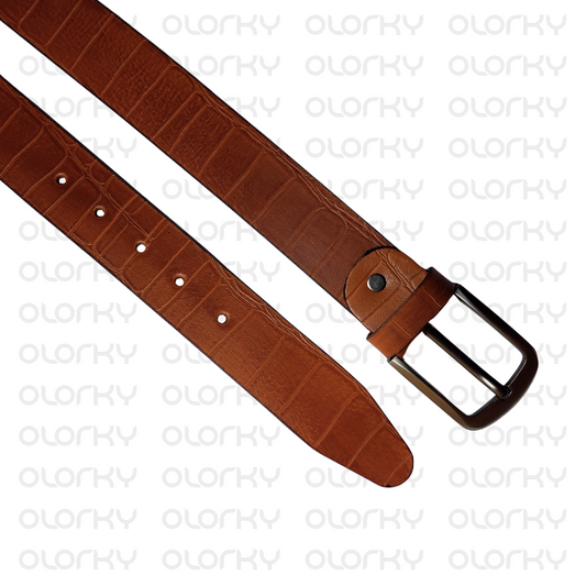 Textured Leather Belt - Mustard
