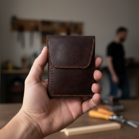 Onyx - Compact Leather Wallet - Ash Brown