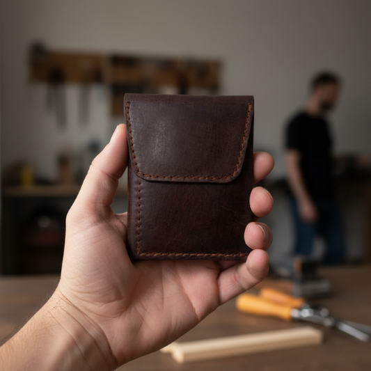 Onyx - Compact Leather Wallet - Ash Brown