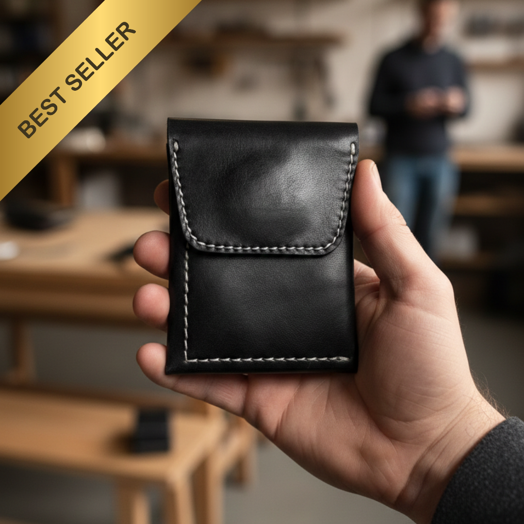 Onyx - Compact Leather Wallet - Black