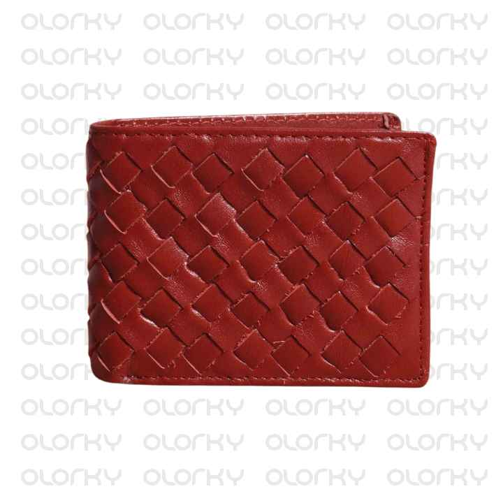 Red Braided Cow Leather Wallet