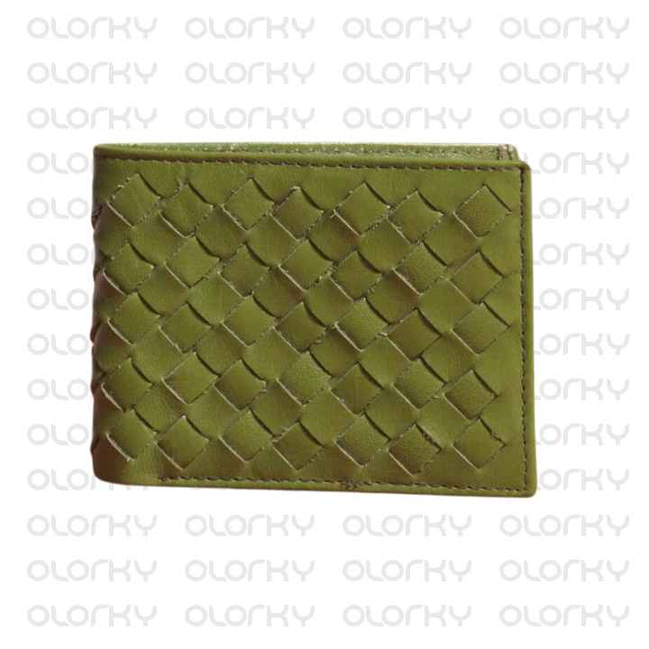 Green Braided Cow Leather Wallet