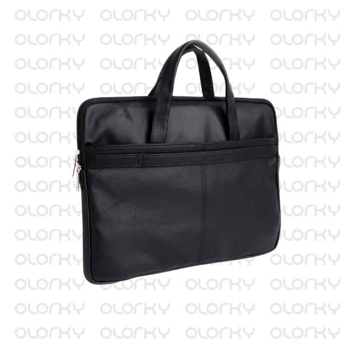 The Innovator Slim Leather Laptop Bag - Charcoal Black