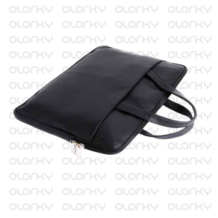 The Innovator Slim Leather Laptop Bag - Charcoal Black