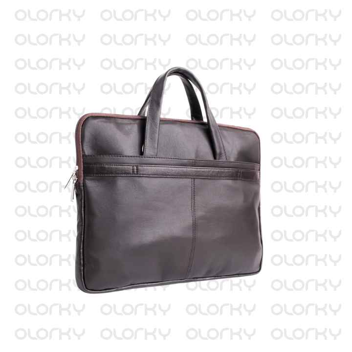 The Innovator Slim Leather Laptop Bag - Dark Brown