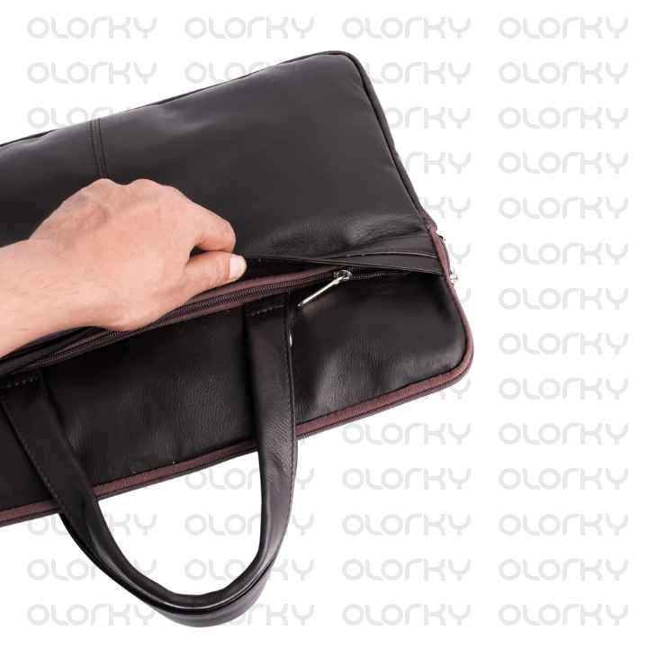 The Innovator Slim Leather Laptop Bag - Dark Brown