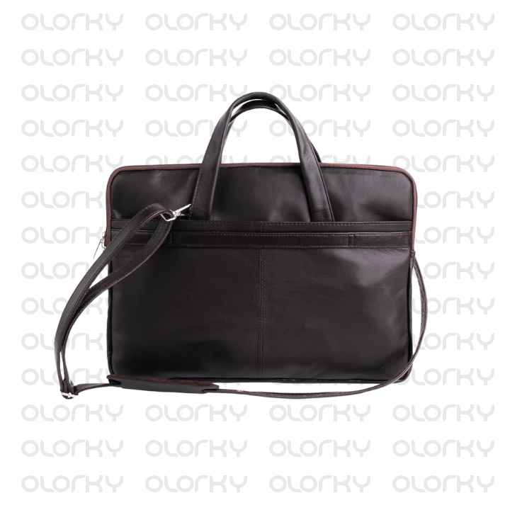 The Innovator Slim Leather Laptop Bag - Dark Brown