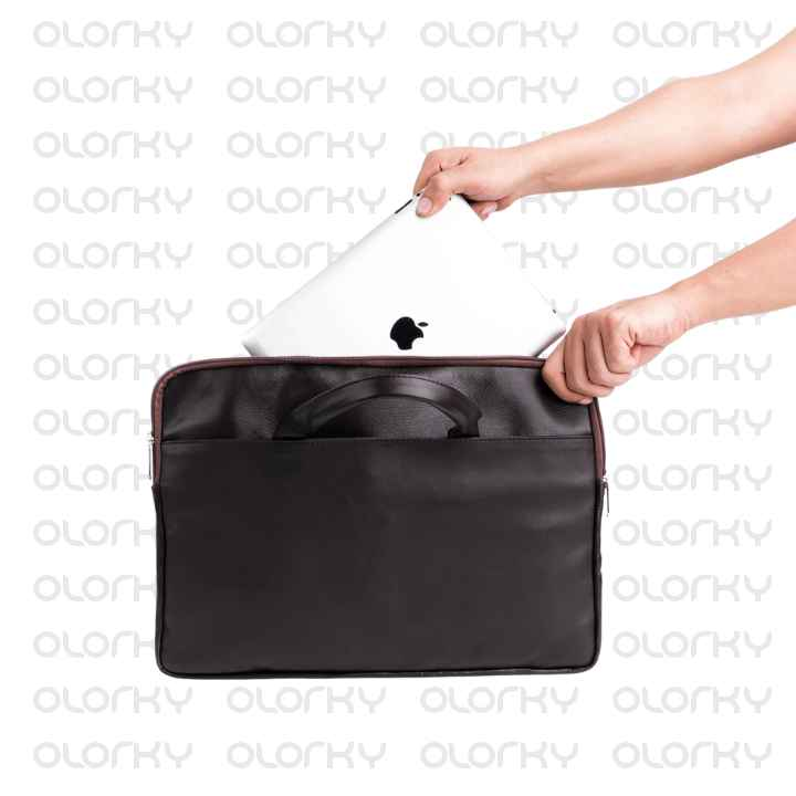 The Innovator Slim Leather Laptop Bag - Dark Brown