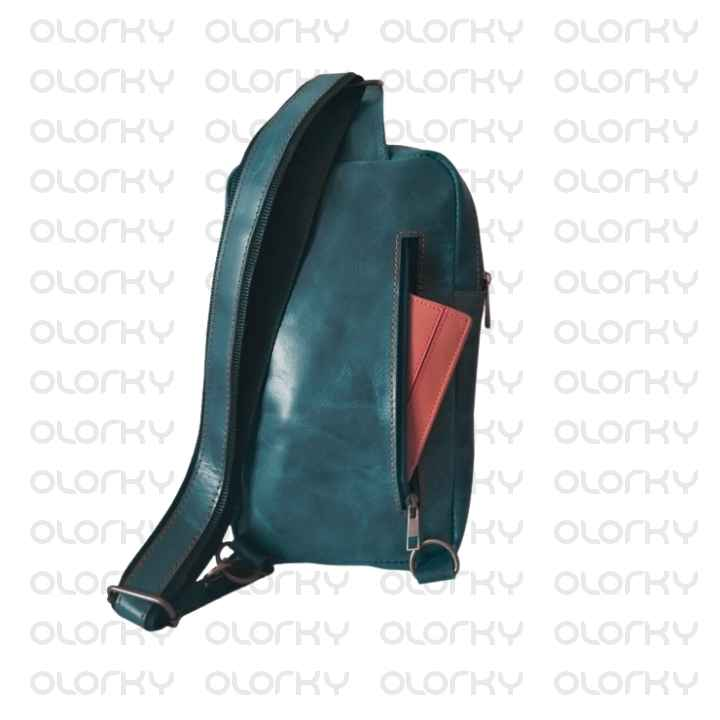 Vintage Leather Crossbody Bag - NAVY BLUE