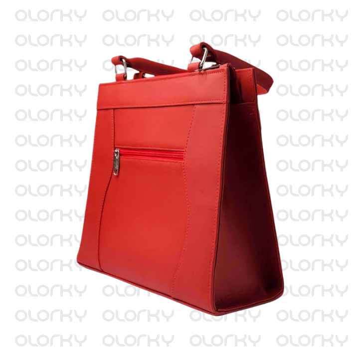 JULIE (Red) - Leather hand Tote Bag