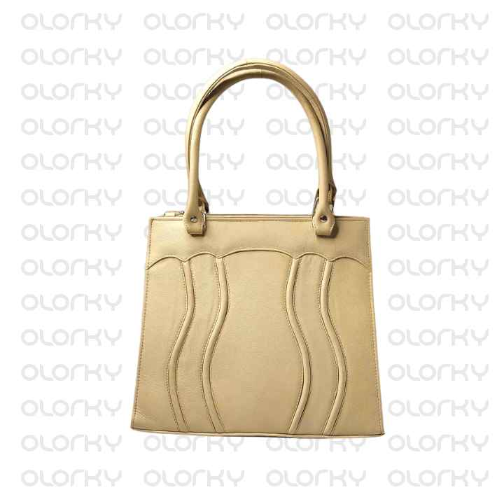 JULIE (Beige) - Leather Hand Tote Bag