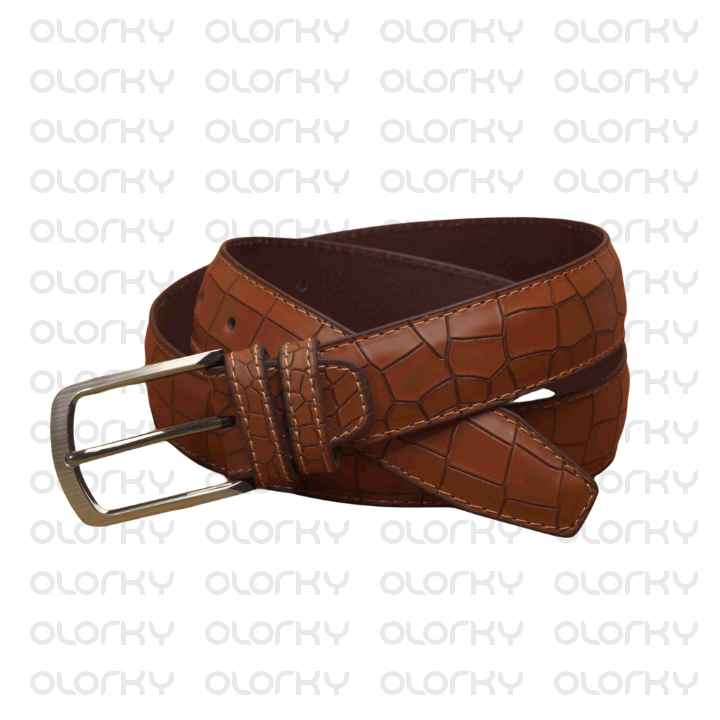 Crocodile Textured leather Belt - Mustard