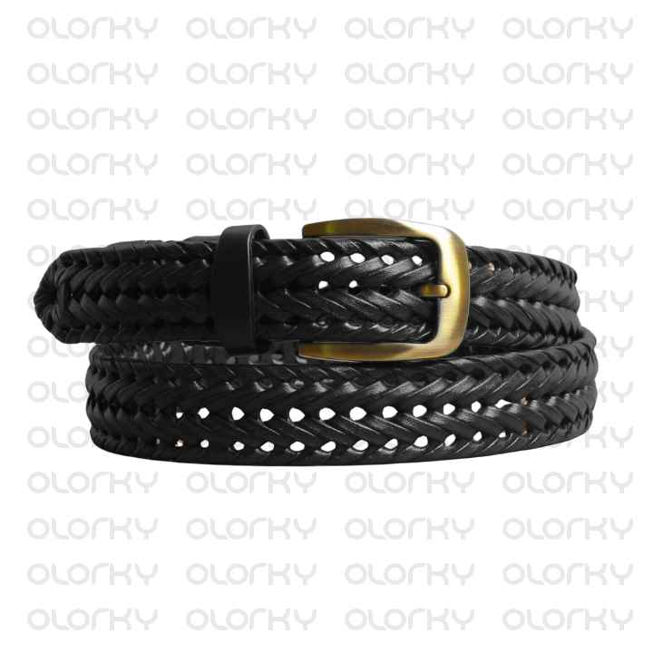 Braided Leather Belt - Black