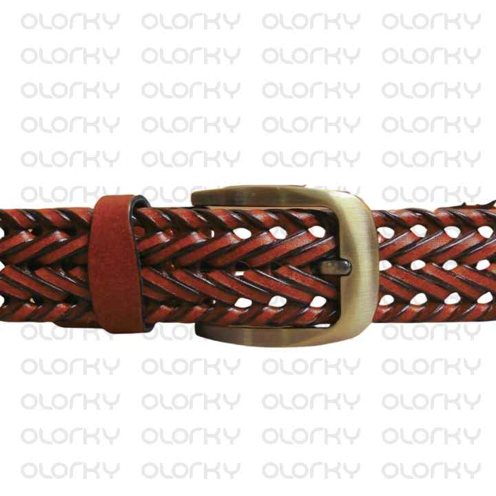 Braided Leather Belt - Tan