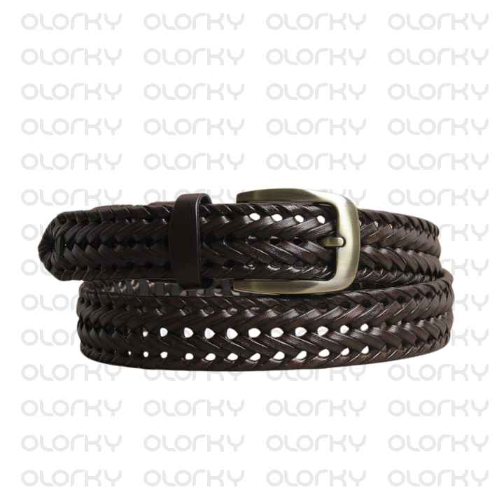 Braided Leather Belt - Brown