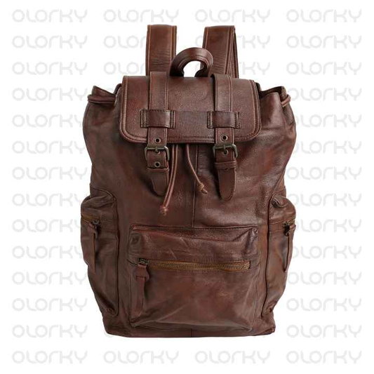 The Wander (TAN) - Leather Office Backpack