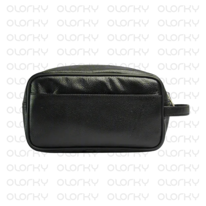 Leather Travel Dopp Kit - Black