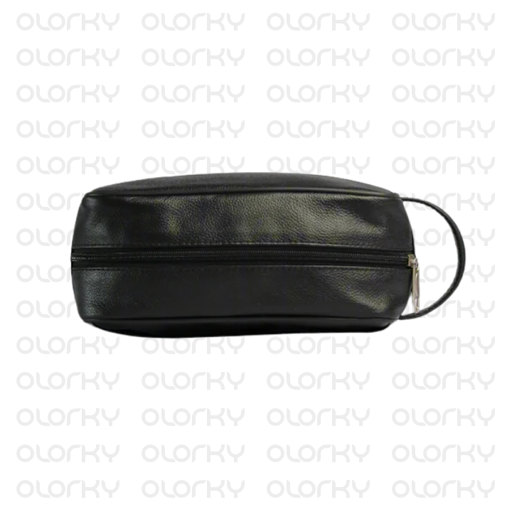 Leather Travel Dopp Kit - Black