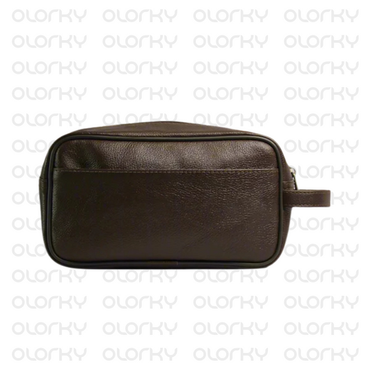 Leather Travel Dopp Kit - Brown