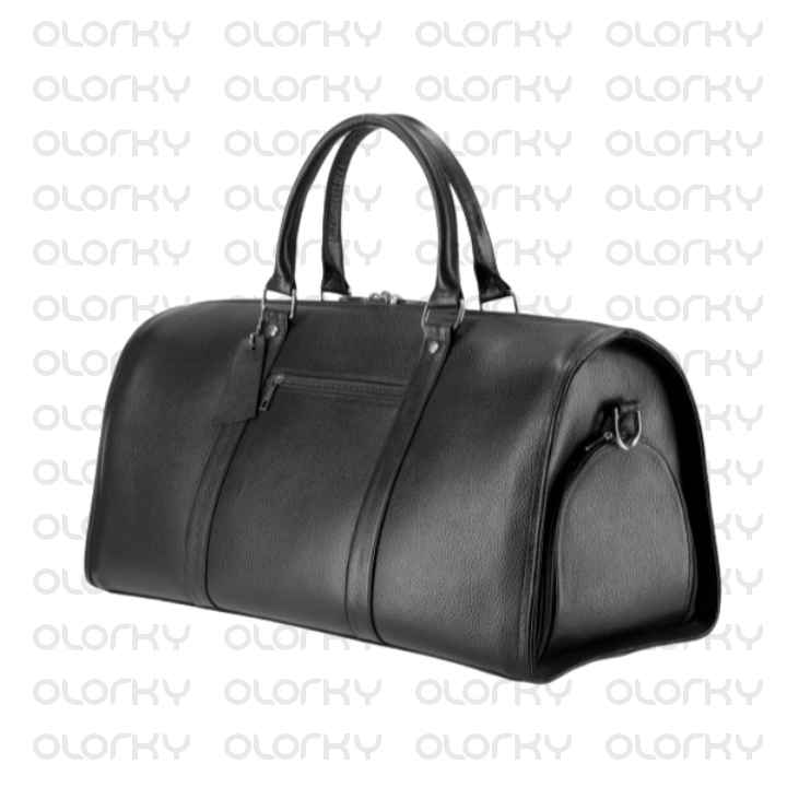 Black Leather Travel Duffle Bag