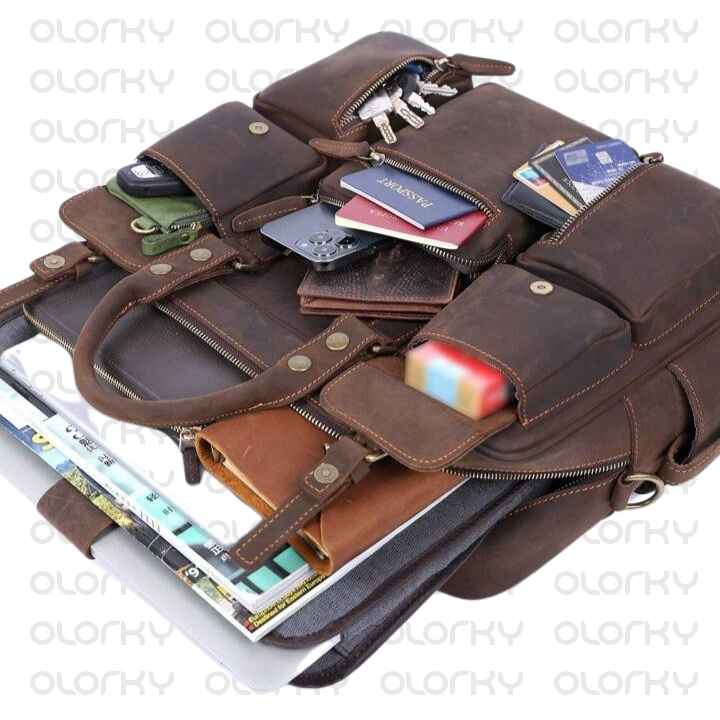 Dark Brown Vintage Leather Laptop Bag