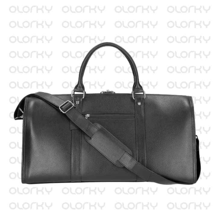 Black Leather Travel Duffle Bag