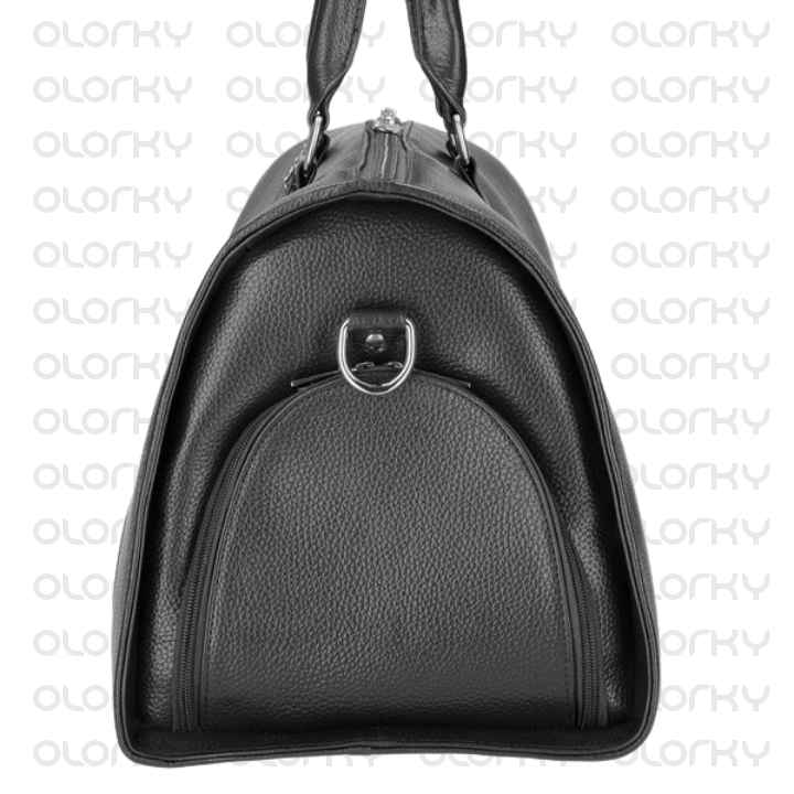 Black Leather Travel Duffle Bag