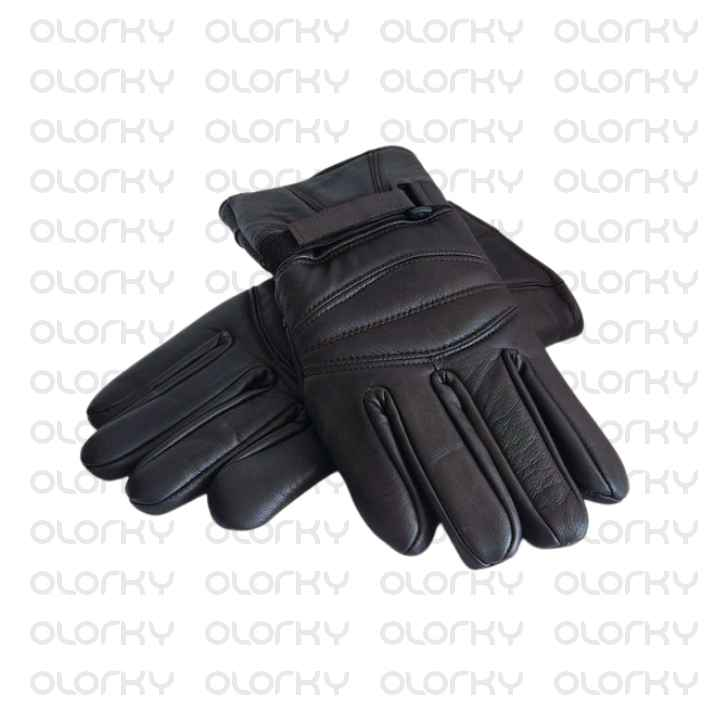 Jet black Leather Gloves