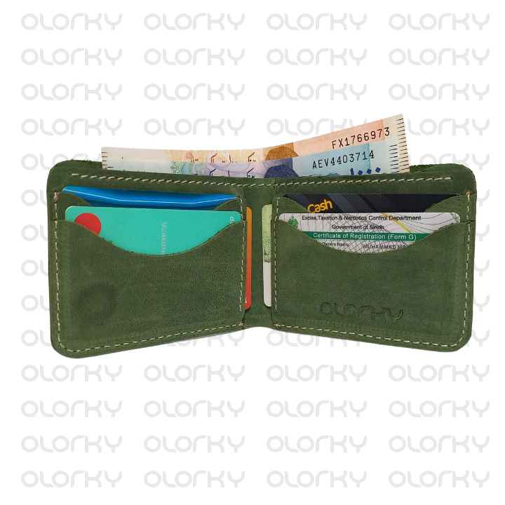 The Green Gleam | The Foldinator | Leather Bifold Wallet