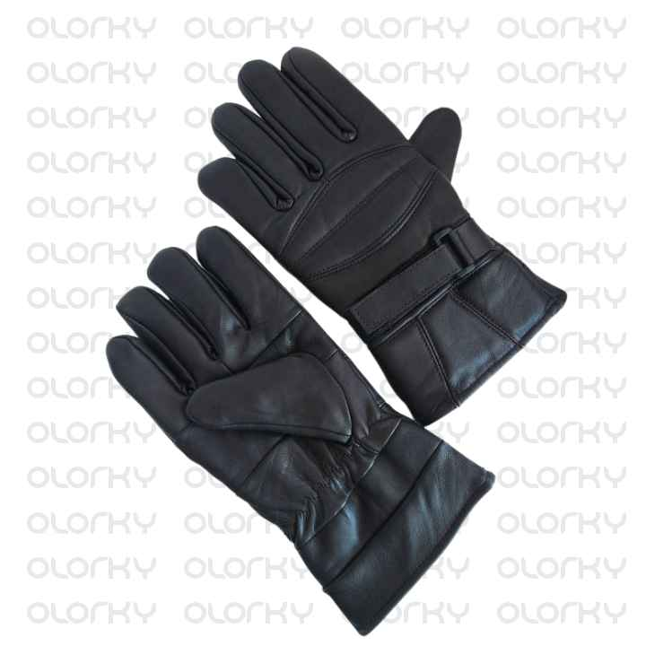 Jet black Leather Gloves