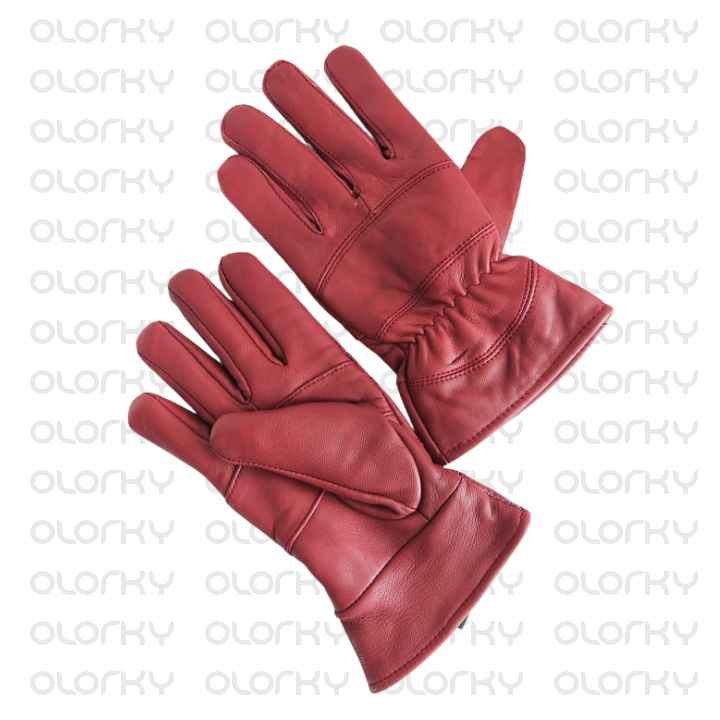 Dark Red Leather Gloves