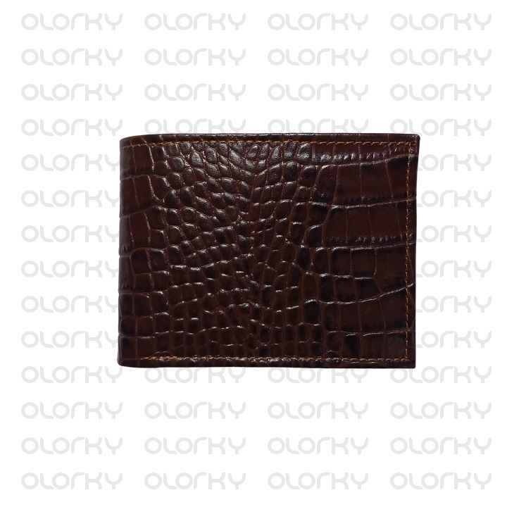 The Brown Croc | Leather Bifold Wallet