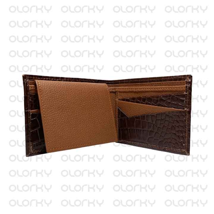 The Brown Croc | Leather Bifold Wallet