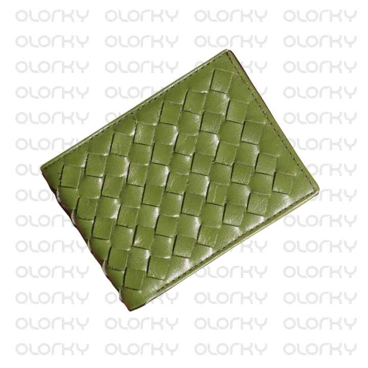 Green Braided Cow Leather Wallet