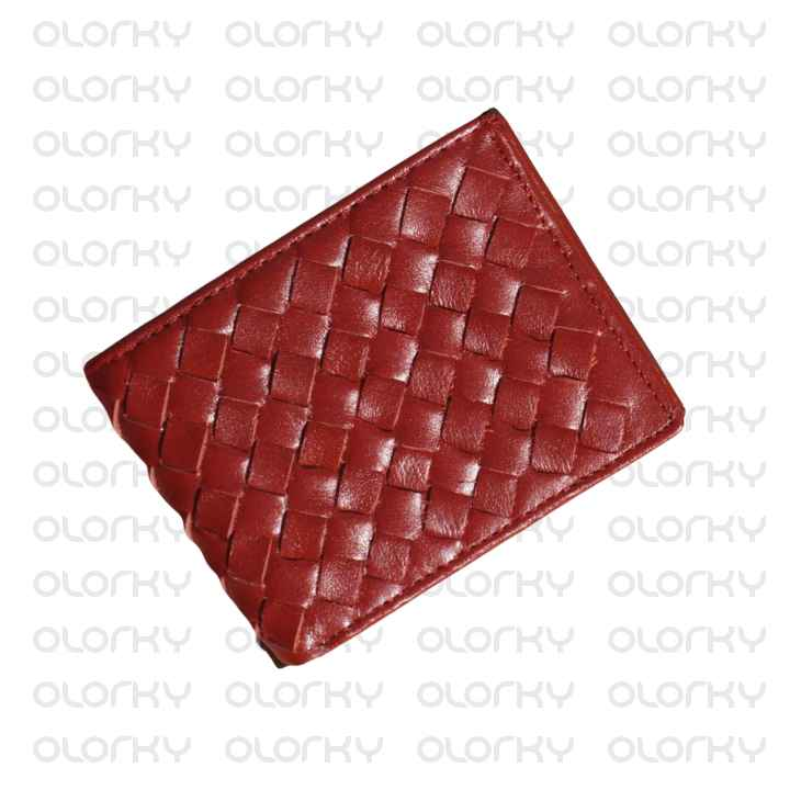 Red Braided Cow Leather Wallet