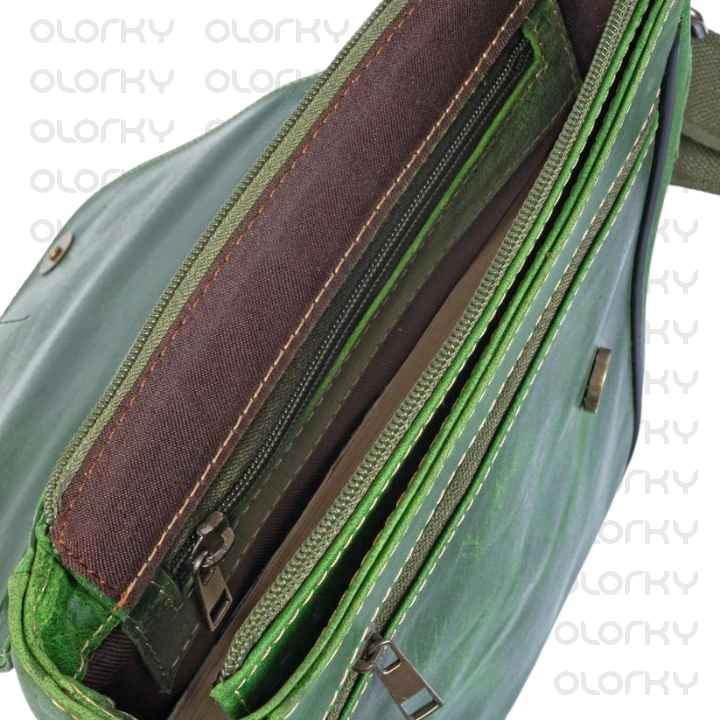 Vitange Green Leather Crossbody Bag
