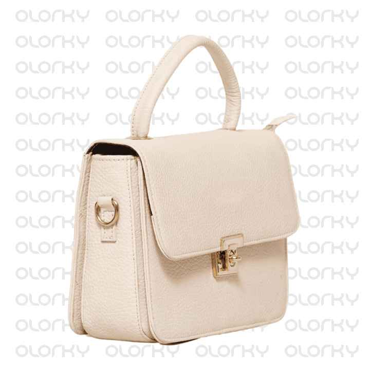 Off White Leather Hand Bag
