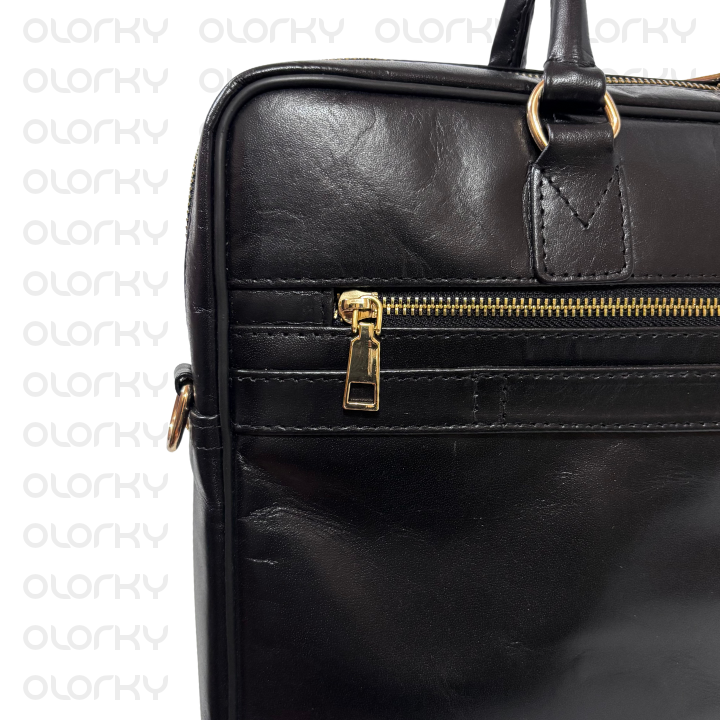 Monarch Leather Laptop Bag - Black