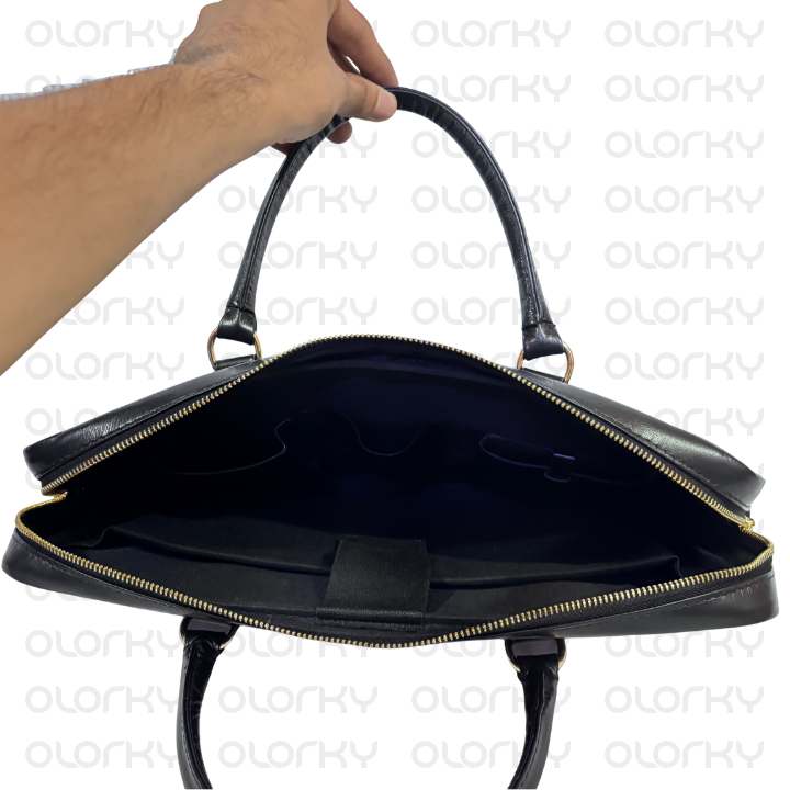 Monarch Leather Laptop Bag - Black