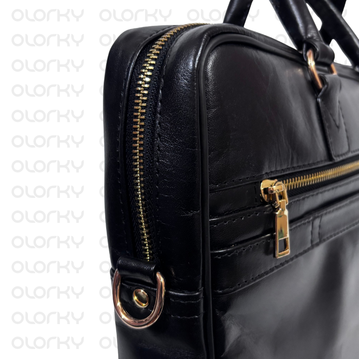 Monarch Leather Laptop Bag - Black