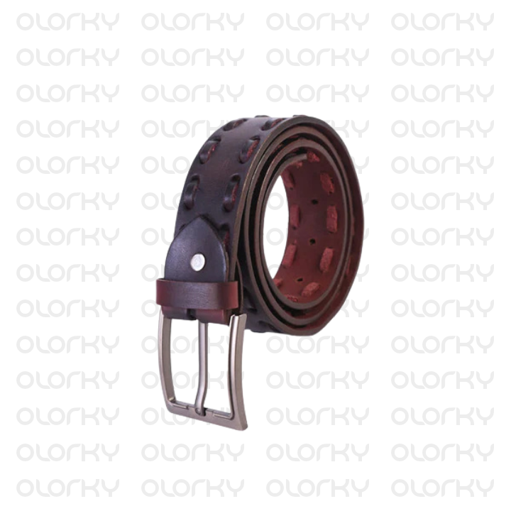 Hand-woven Leather Belt - Burgundy
