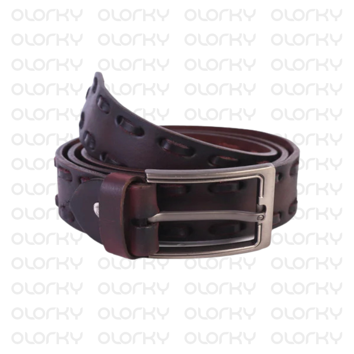 Hand-woven Leather Belt - Burgundy